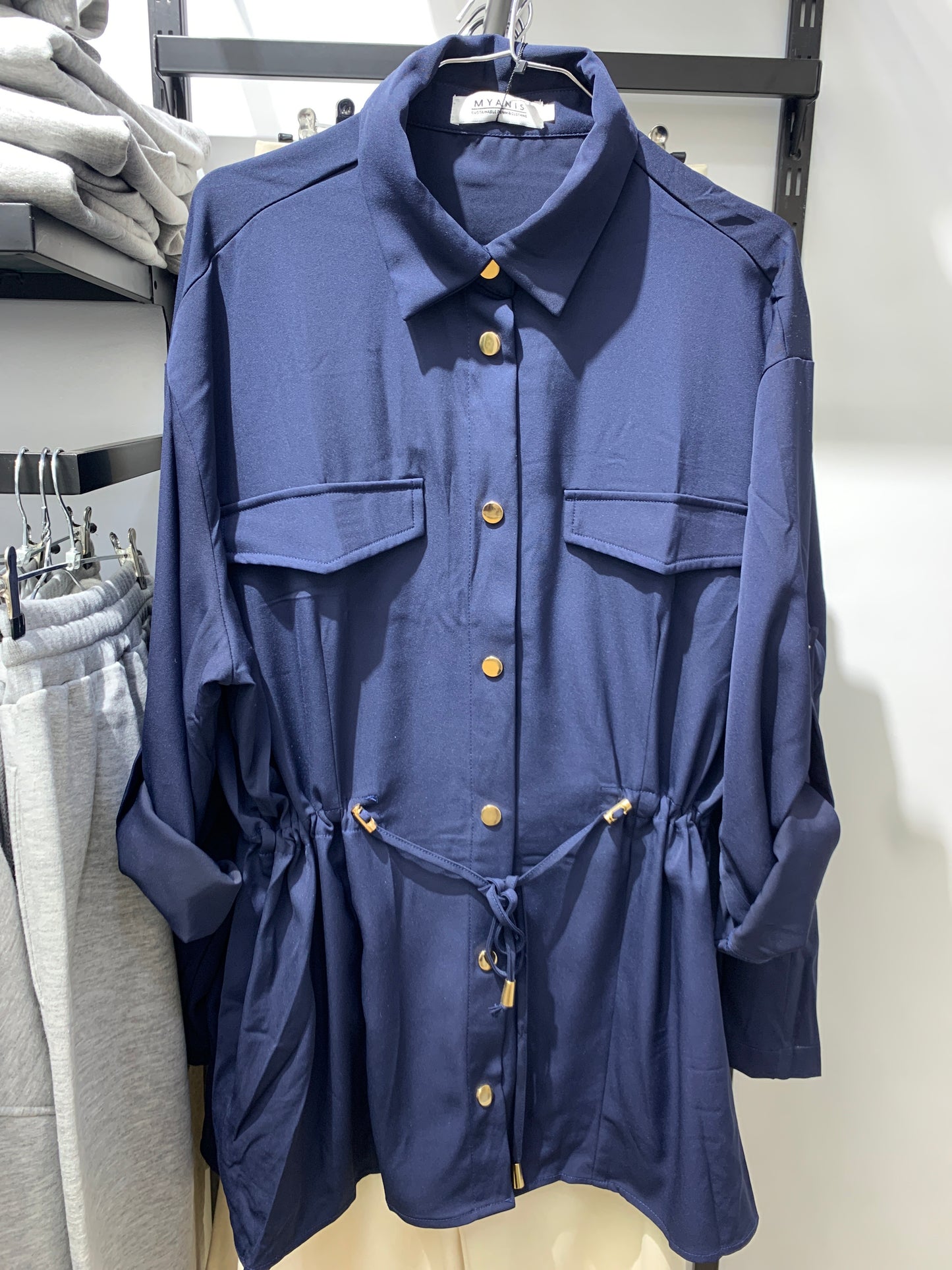 Chemise bleu longue style veste
