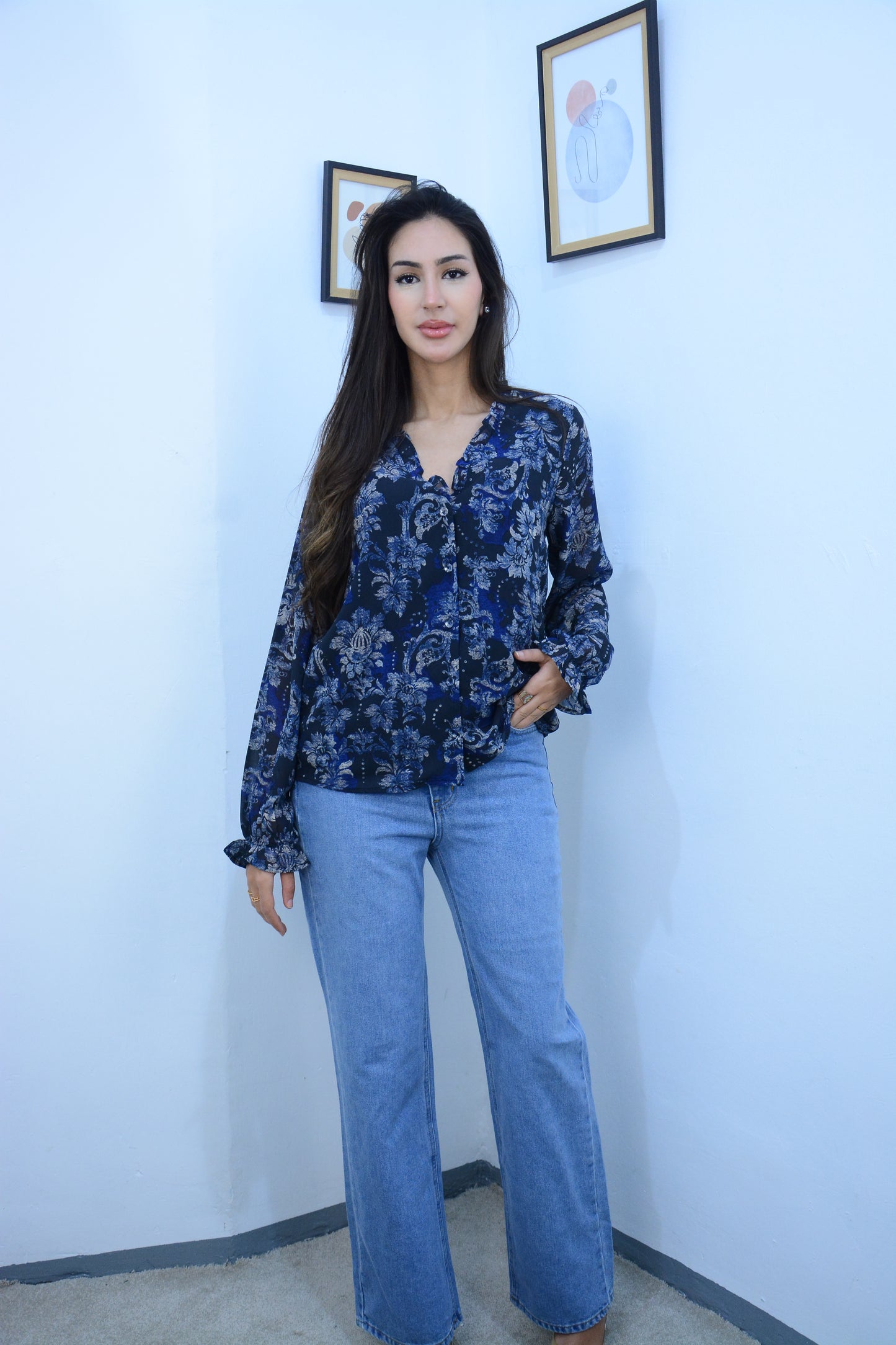 Chemise Bleu imprimée