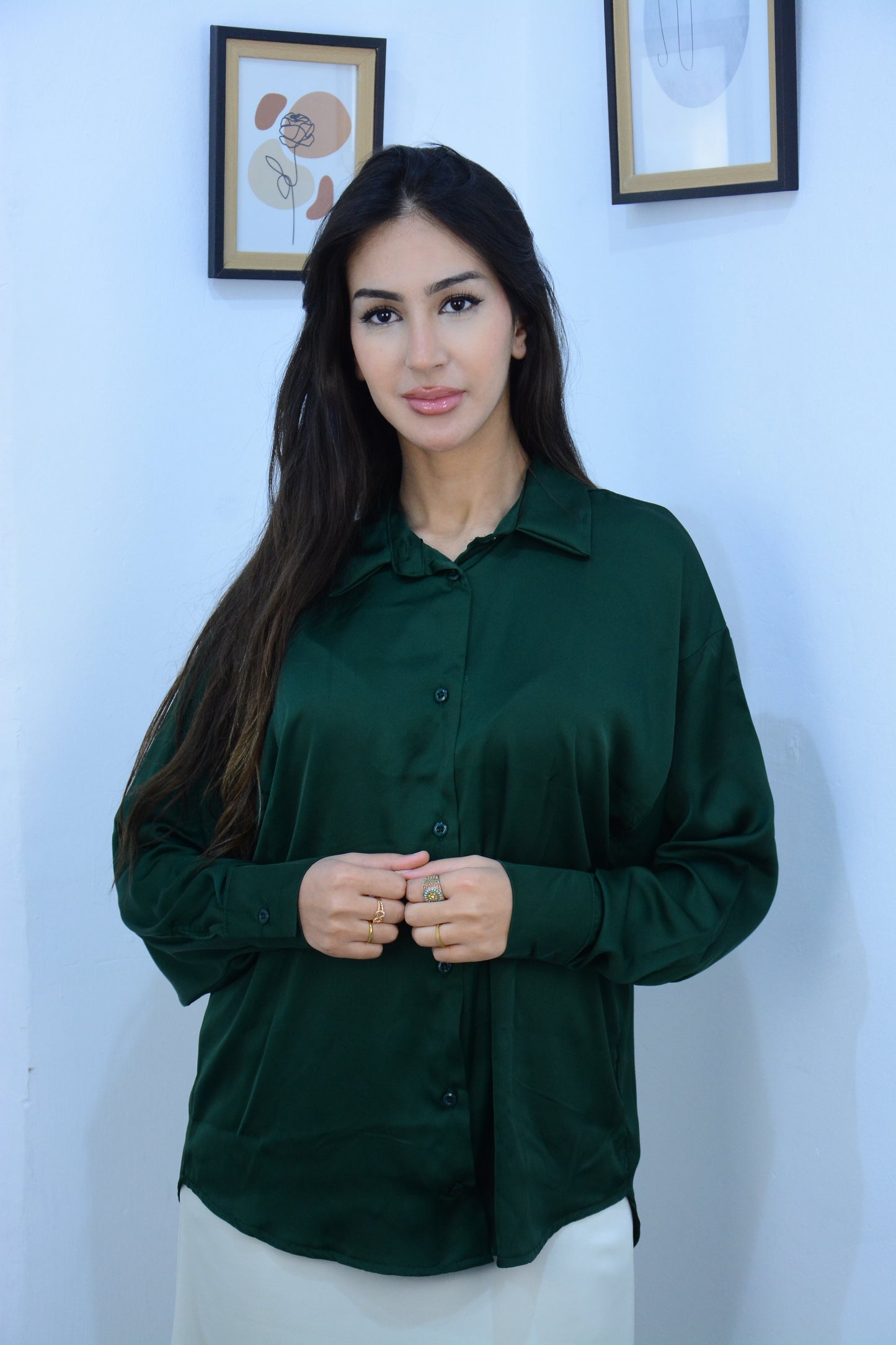Chemise Satin Kaki