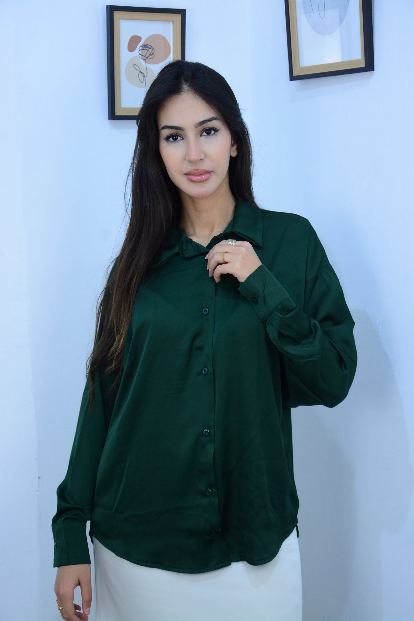 Chemise Satin Kaki
