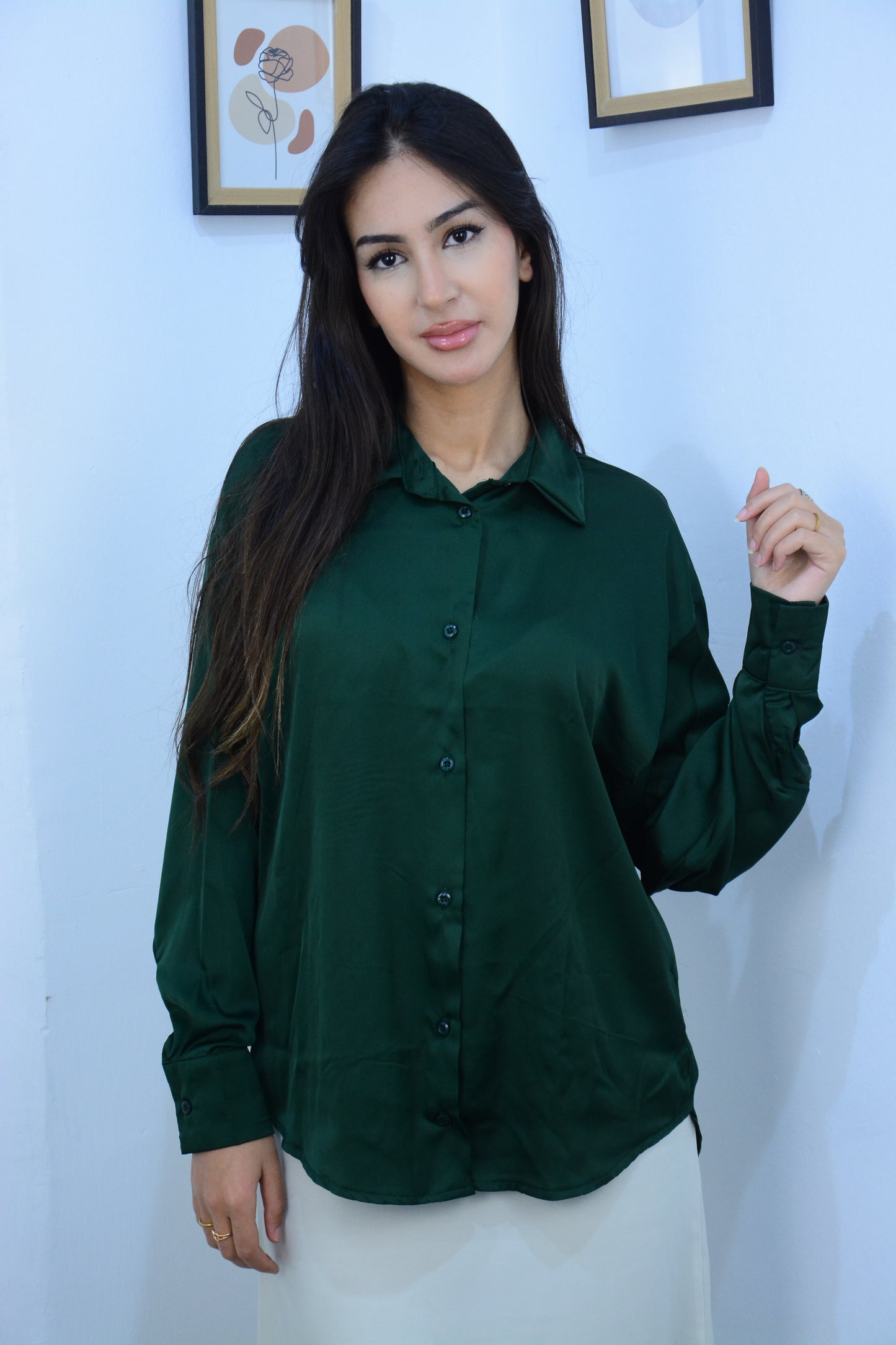 Chemise Satin Kaki