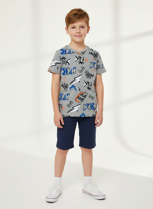 Tee shirt garçon manches courtes imprimé All over NYC