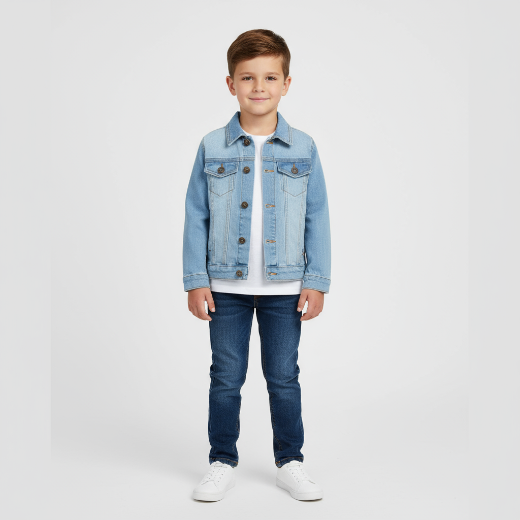 Veste denim fille avec des manches longues