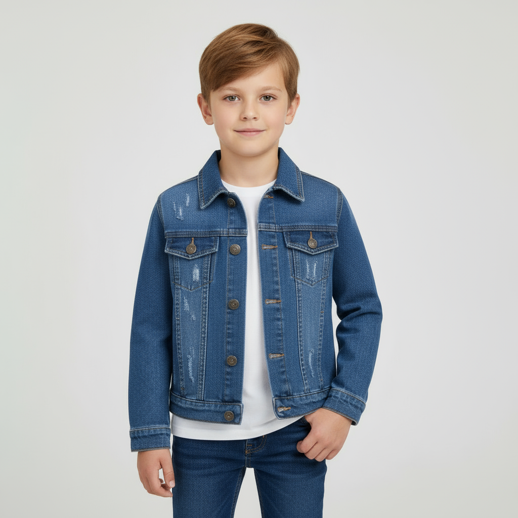 Veste denim fille avec des manches longues