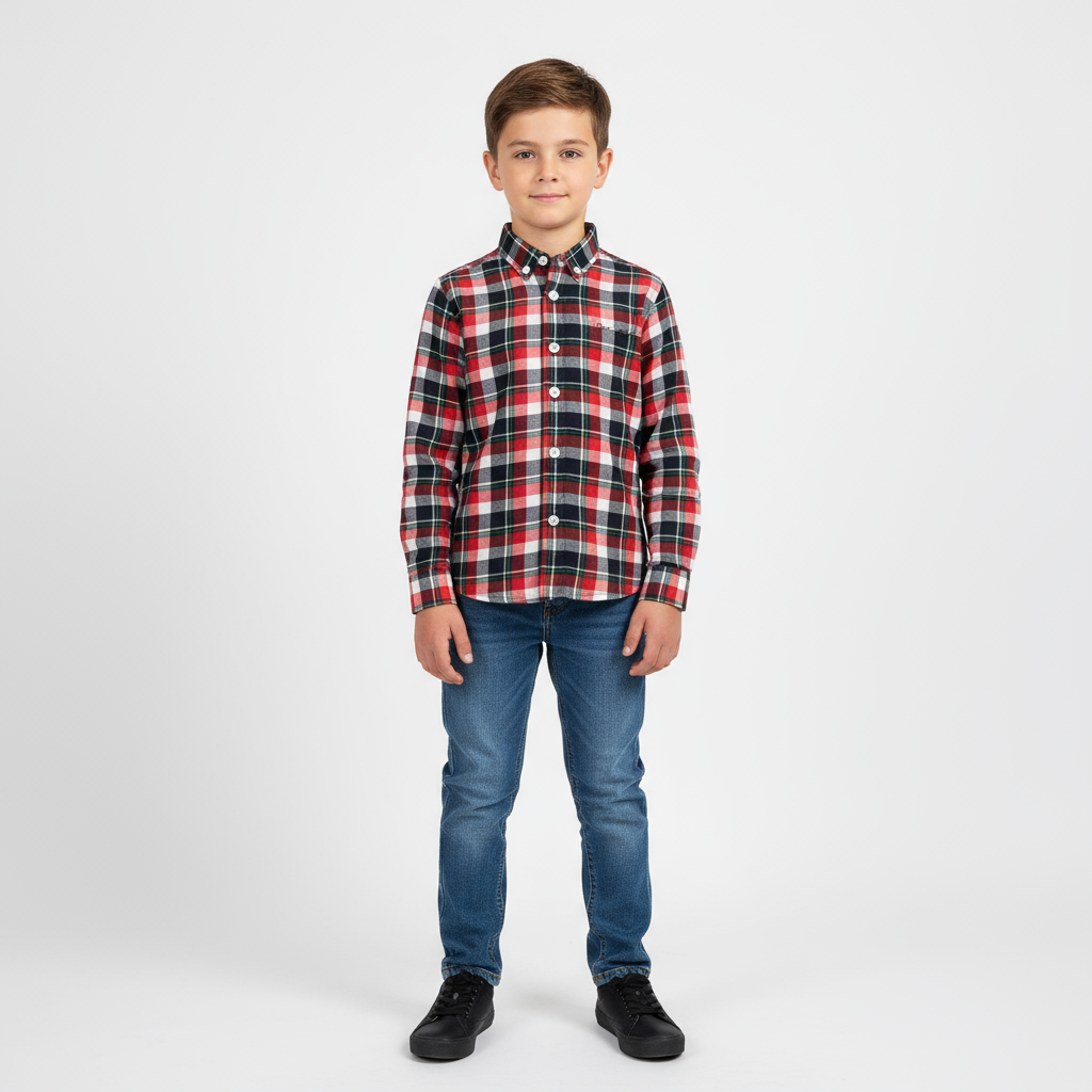 Chemise à carreaux manches longues