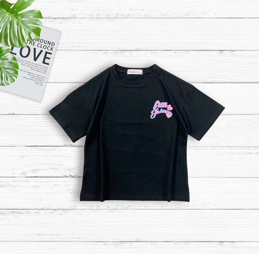 Tee shirt fille manche courte avec print Fun in love