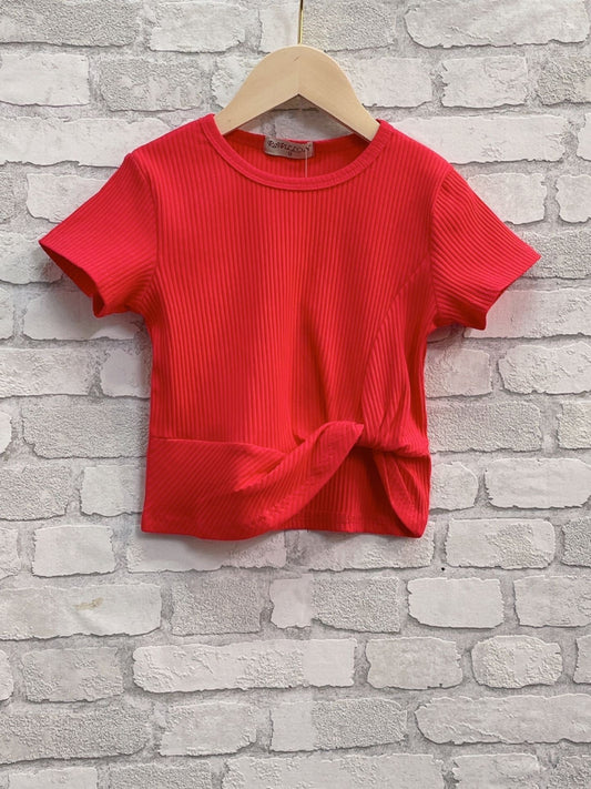 Tee shirt fille torsadé au niveau devant