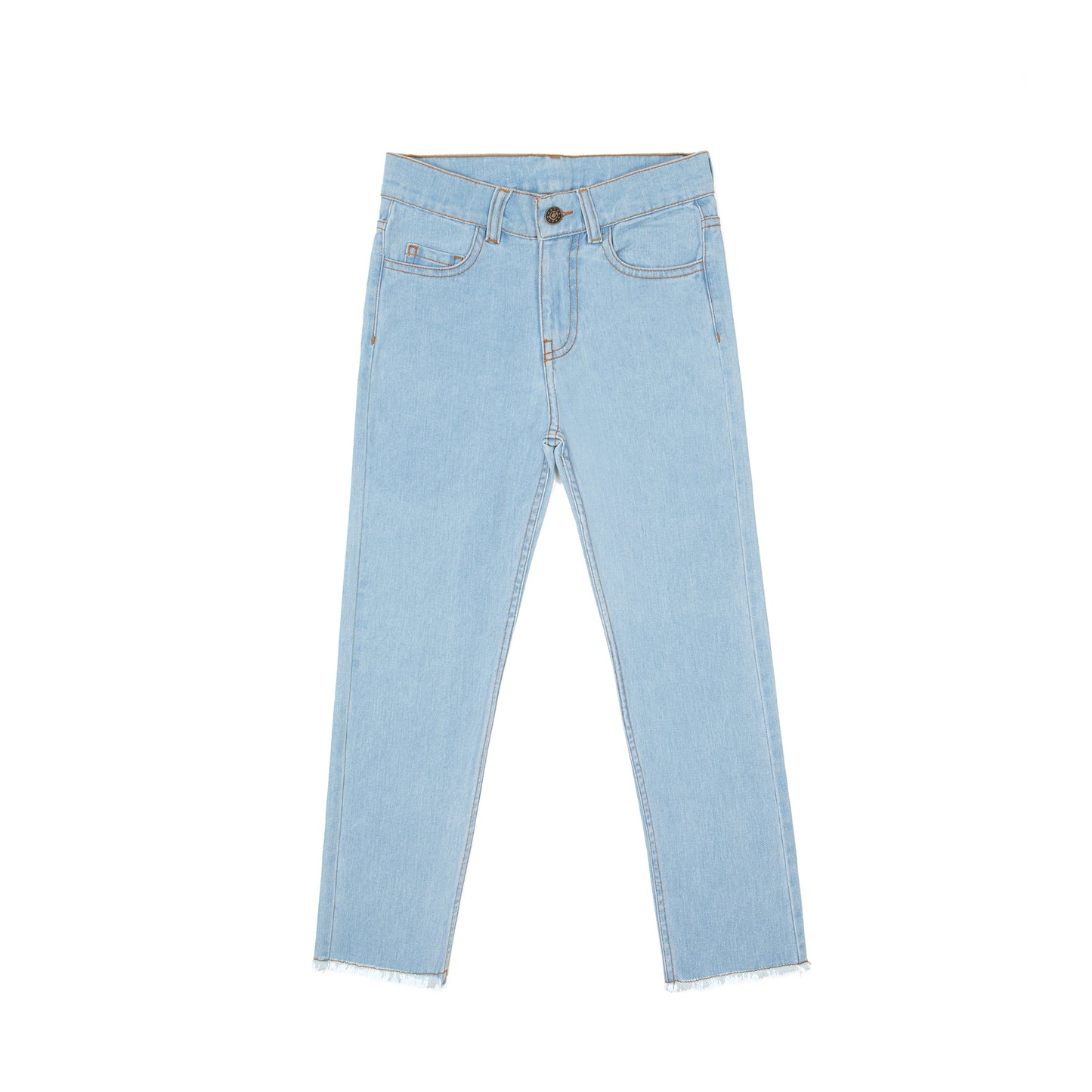 Pantalon Jeans fille droit à ourlet effiloché