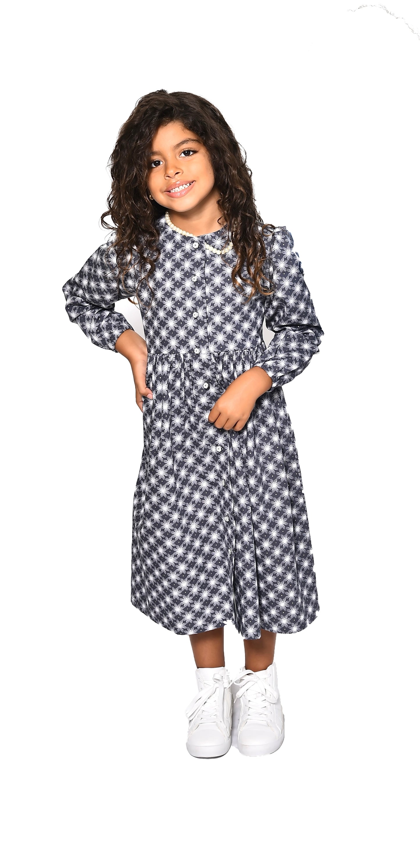 Robe fille imprimée avec des manches longues