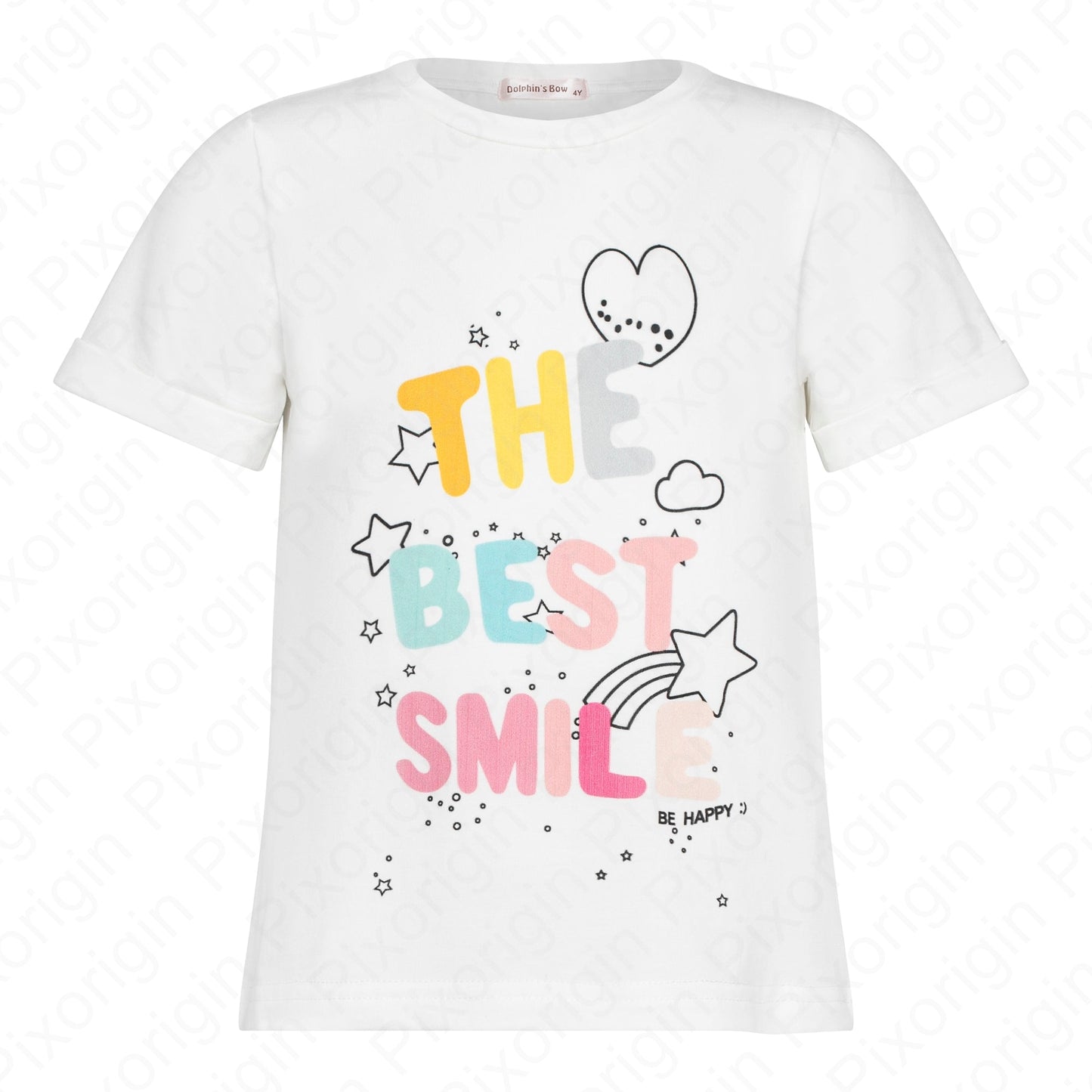 T-shirt blanc avec motif pour fille